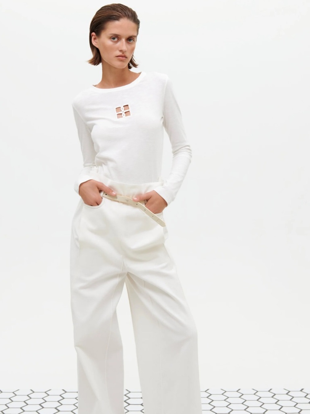 Bevza Long Sleeve Logo White Tee - Worn once!